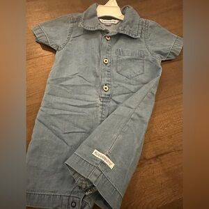 Blue Baby Boy Soft Denim Rugged Butts Romper NWOT 3-6m 3m 6m
